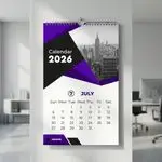 Top binding flip calendar with wire-o spiral for smooth page flipping