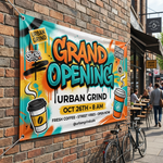 Custom grand opening banner design – colorful vinyl banner for store grand opening