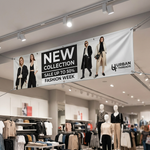 Custom indoor banner printing for fashion retail stores Florida