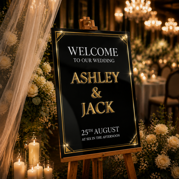 Black & Gold Luxury Wedding Sign 2