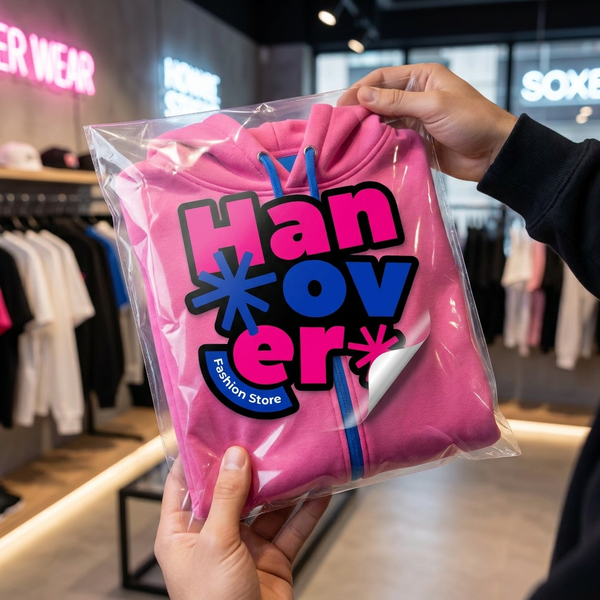 Custom business sticker on retail bag – branded packaging sticker printing