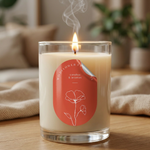 Custom logo label on candle jar – personalized product sticker printing