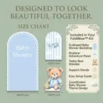 Little Teddy Backdrop Set Size Chart – 48x90, 42x81 arch backdrops and 34x43 standee