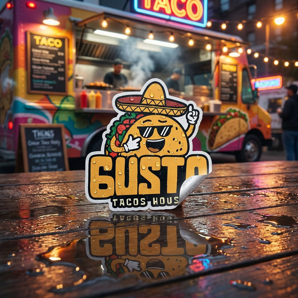 waterproof business stickers for food trucks, durable outdoor vinyl decals for branding and promotions USA