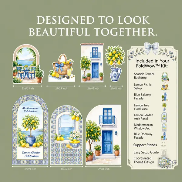 Mediterranean Lemon Garden Backdrop Set 3