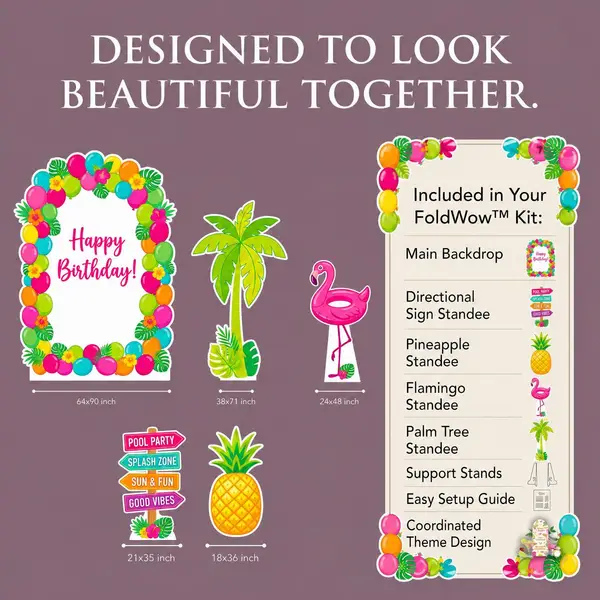 Happy Birthday Pool Party Backdrop Set 2