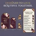 Personalized Burgundy Floral 40th Birthday Backdrop Set 2