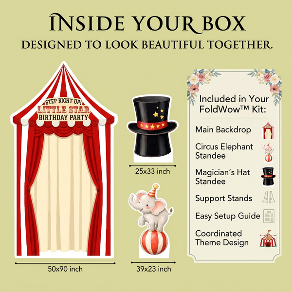 Circus Birthday Backdrop Set size chart
