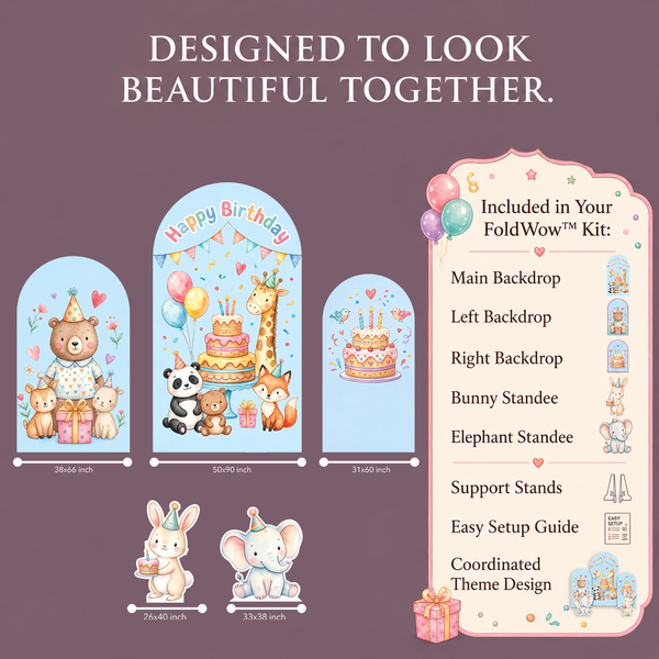 Happy Birthday Animal Backdrop Set 2
