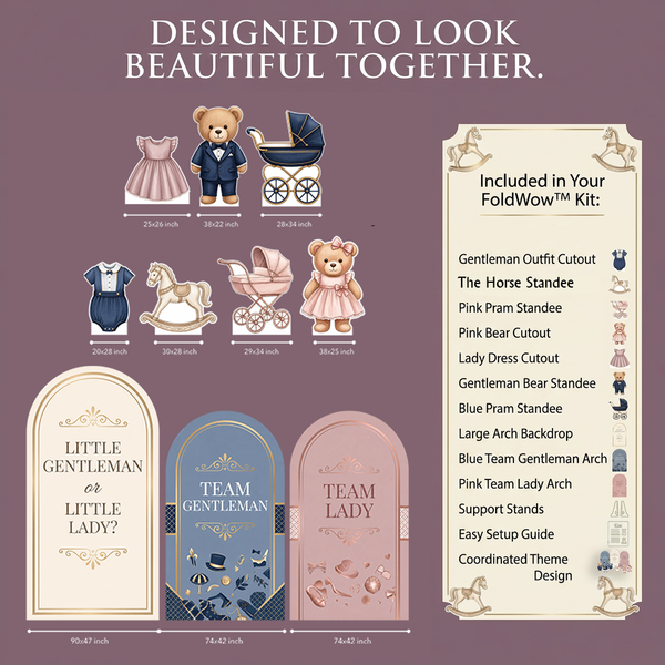 Little Gentleman or Little Lady Gender Reveal Backdrop Set 2