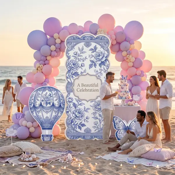 Beautiful Celebration Blue Floral Backdrop Set 9