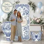 Beautiful Celebration Blue Floral Backdrop Set 6