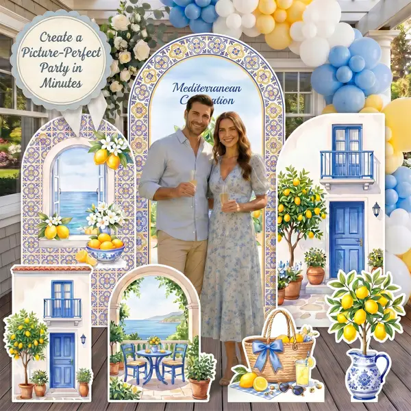 Mediterranean Lemon Garden Backdrop Set 8