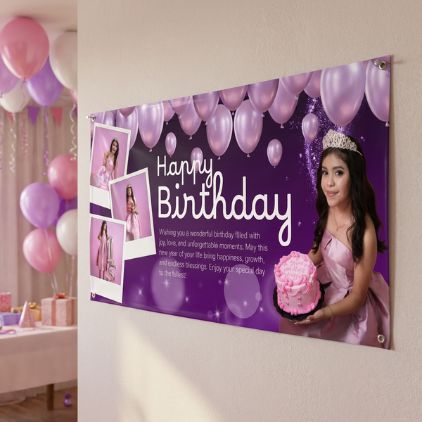 Custom happy birthday banner for party – indoor vinyl birthday banner decoration