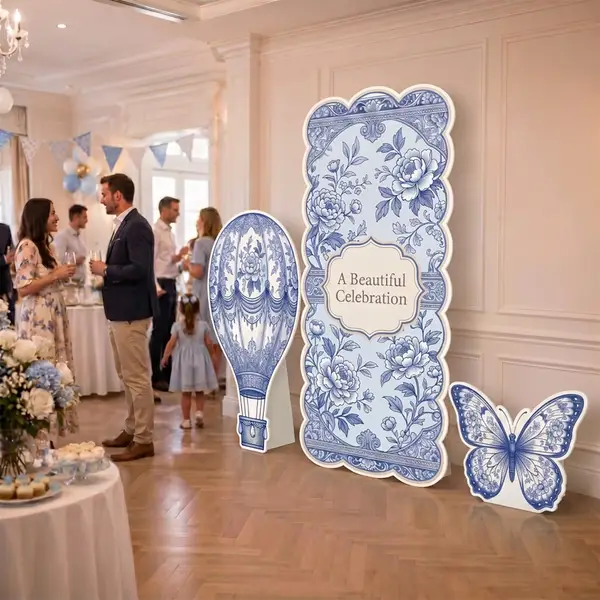 Beautiful Celebration Blue Floral Backdrop Set 8