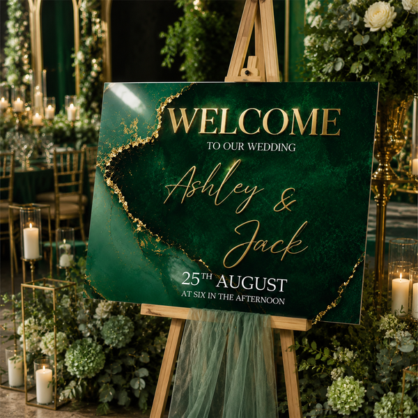 Emerald Green Wedding Welcome Sign 1