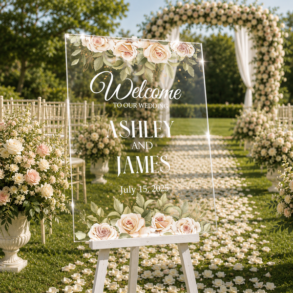Watercolor Floral Wedding Sign 3