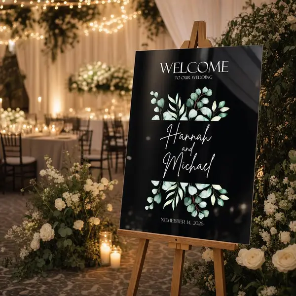 Greenery Eucalyptus Wedding Sign 3