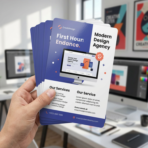 rounded corner flyers printed sample in hand