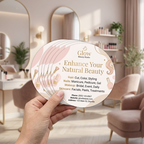 circle flyers printed sample in hand