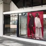 Custom mesh banner for retail storefront – large format outdoor mesh banner display