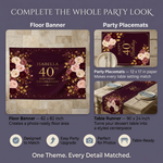 Personalized Burgundy Floral 40th Birthday Backdrop Set 3