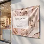 Indoor vinyl banner display – custom printed fabric banner for retail store