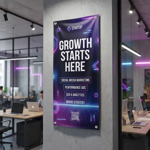 Custom indoor vinyl banner printing for office and retail spaces Florida