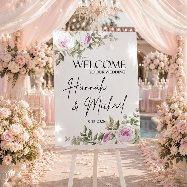 Watercolor Floral Wedding Sign 2
