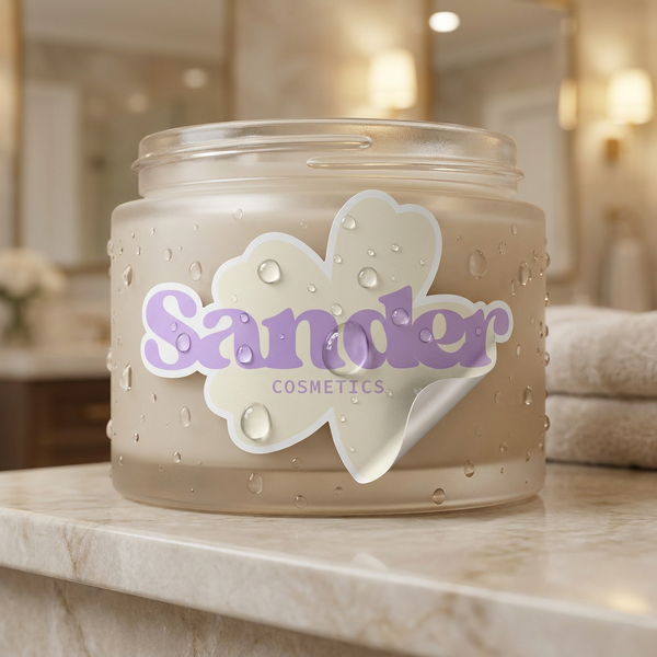 custom waterproof stickers for jars and candles, durable vinyl decals with water-resistant finish USA