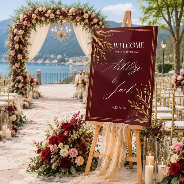 Burgundy Wedding Welcome Sign 5
