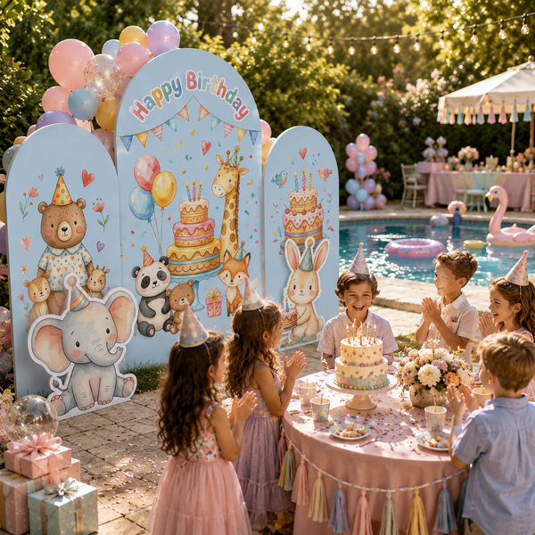 Happy Birthday Animal Backdrop Set