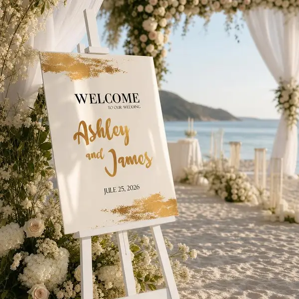Gold Foil Elegant Wedding Sign 1