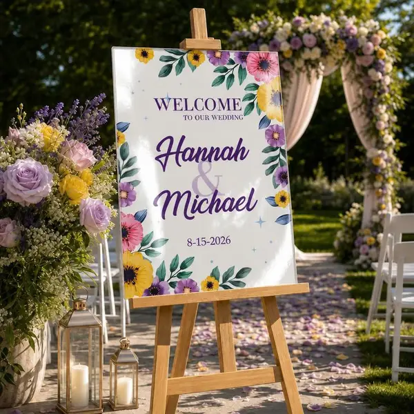 Garden Floral Wedding Sign 2