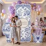 Beautiful Celebration Blue Floral Backdrop Set 10