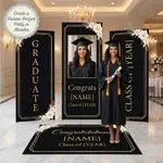 Personalized Black Gold Graduation Backdrop Set 7