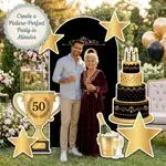 Golden Fifty 50th Birthday Backdrop Set 5