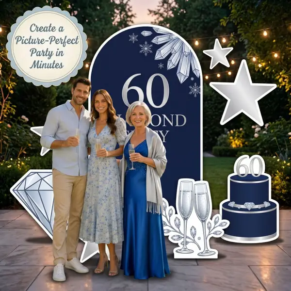 Diamond Sixty 60th Birthday Backdrop Set 9