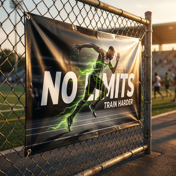 Custom vinyl fence banner – outdoor sports banner with bold graphics