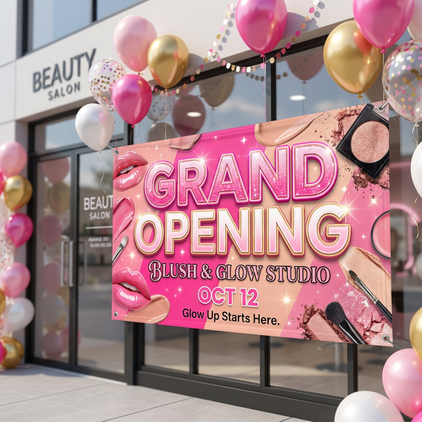 Custom grand opening banner printing – bold full color vinyl banner for storefront