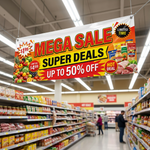 Indoor promotional banner printing for retail sales and promotions Florida
