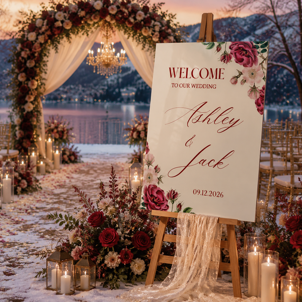 Burgundy Wedding Welcome Sign 2