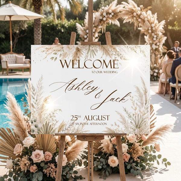 Pampas Boho Wedding Sign 3