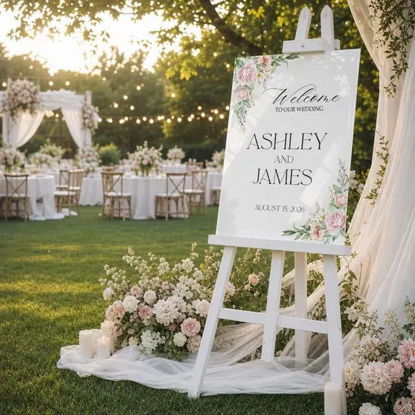 Watercolor Floral Wedding Sign 1