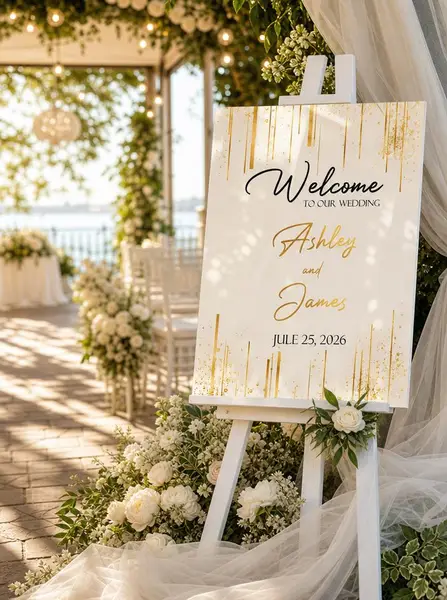 Gold Foil Elegant Wedding Sign 5