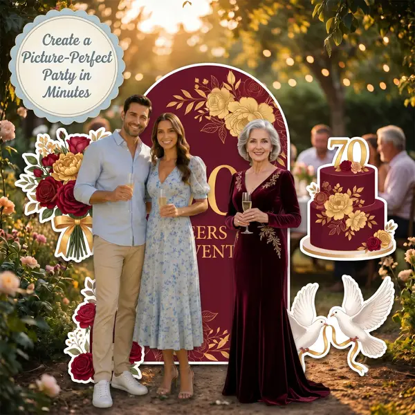 Cheers to Seventy 70th Birthday Backdrop Set 7