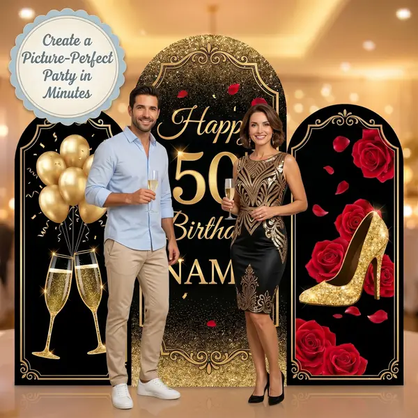Personalized Happy 50th Birthday Backdrop Set 7