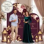 Personalized Burgundy Floral 40th Birthday Backdrop Set 8