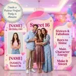 Personalized Sweet 16 Backdrop Set with Photo 6