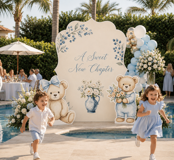 A Sweet New Chapter Baby Shower Backdrop Set outdoor pool party decoration